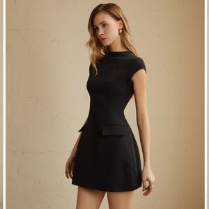 Elegant Black A-line Mini Dress